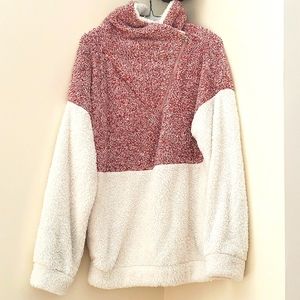 Kirundo faux sherling soft 3/4 zip shirt top